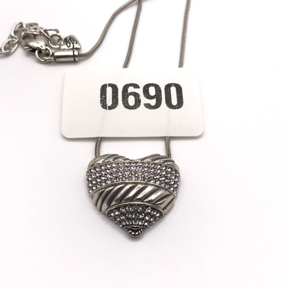 Brighton Pendant Necklace My Broken Crystal Heart Silver Plate 16.5-18.5" Chain - Picture 10 of 10